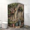 Whimsical Garden Shower Curtain - Colorful Flowers & Rustic Wooden Fence, Cottage-Themed Bathroom Decor