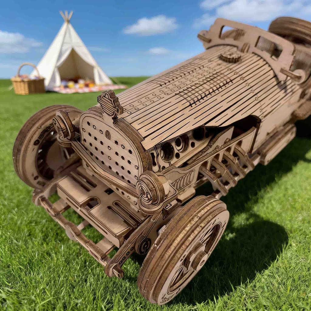 DIY Wooden 3D Puzzle Antique Sports Car Model Package Creative Birth Date or Holiday Present Instructive Toy Exquisitely Styled