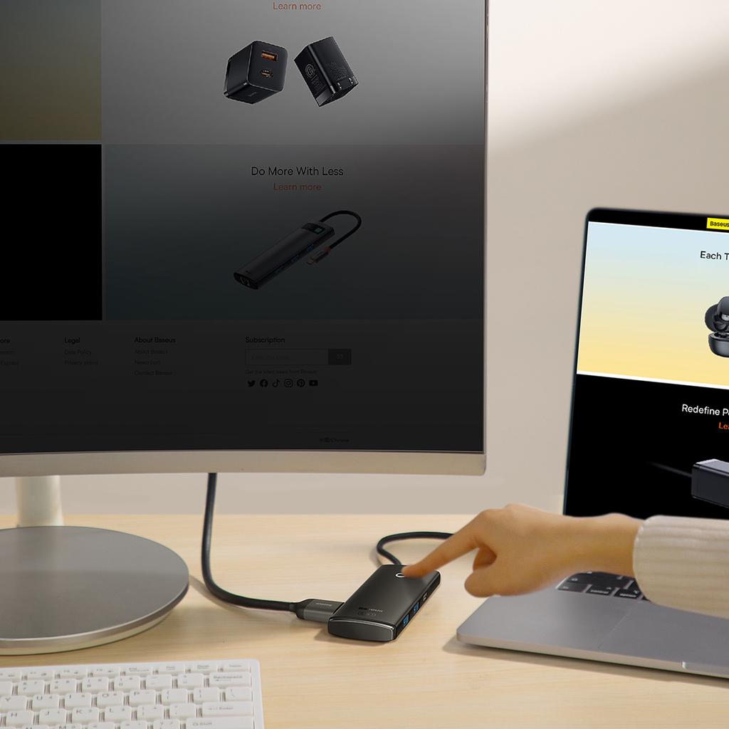 Baseus Lite Series Multiport USB-C Hub with HDMI, Dual USB 3.0, PD Charging, and Card Reader - Black