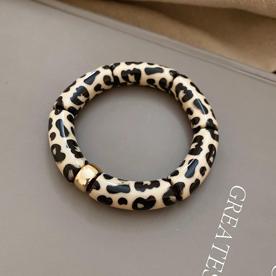European and American Irregular Geometric Printing Diamond-encrusted Resin Bracelet Light Luxury High-end Bracelet Exaggerated Temperament Jewelry