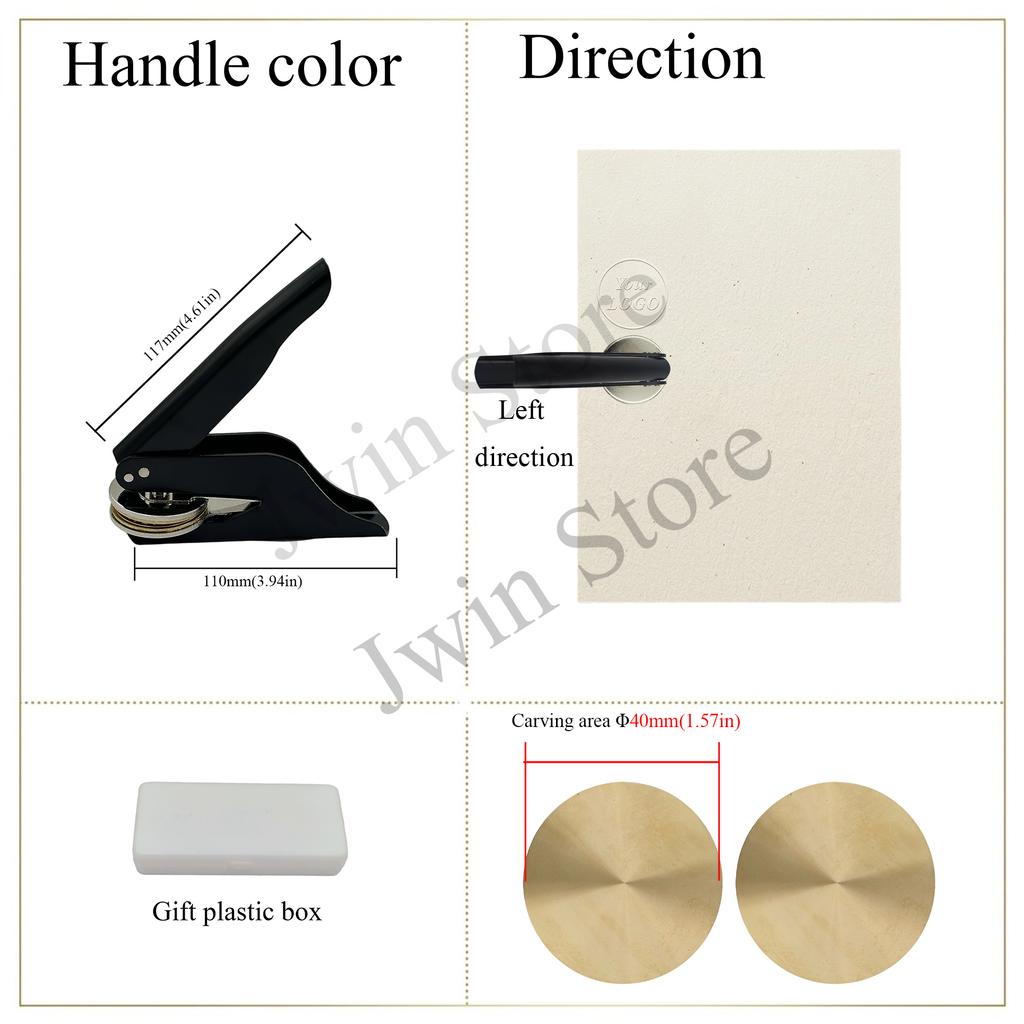 Customize Embossing Stamp with Your Logo Monogram Embosser Seal for Wedding Invitation DIY Craft 40mm Diameter