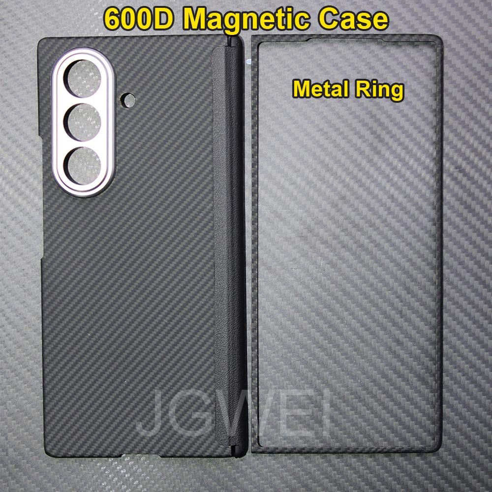 For Samsung Galaxy Z Fold 7 Carbon Case 600d Kevlar Aramid Fiber Fabric Ultra Thin Hard Cover Magnetic balckSlimlightred Premium