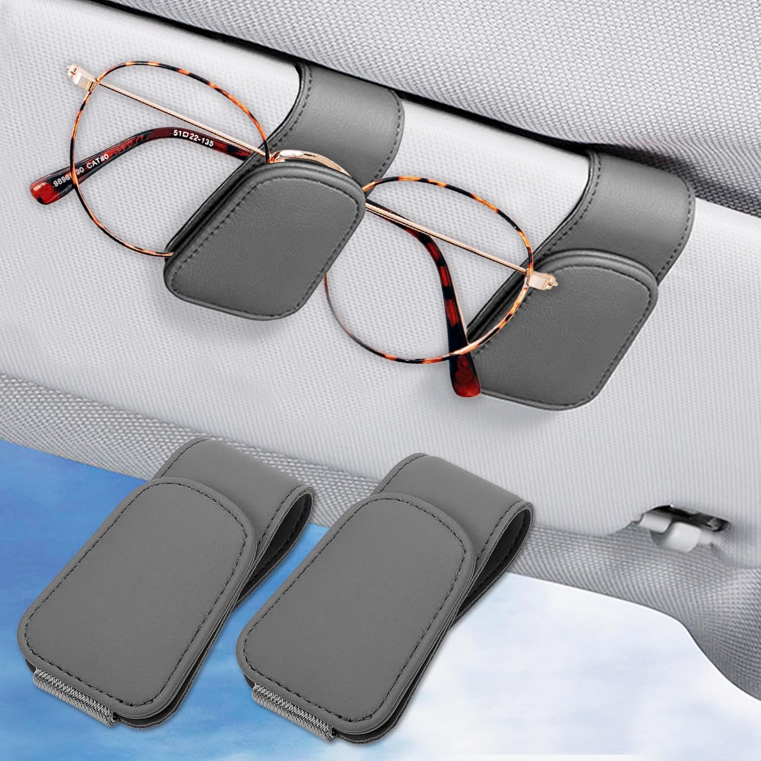 

2 Pack Sunglass Holder for Car - Avoid Scratches with Magnetic Car Visor Sunglasses Holder - Car Accessories Keep Your Glasses Safe and Accessible