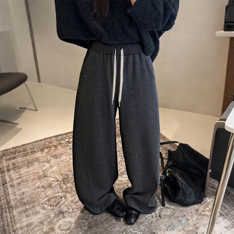 

Petite High-Waist Slimming Wool Sweatpants with Buttons XL темно-серого