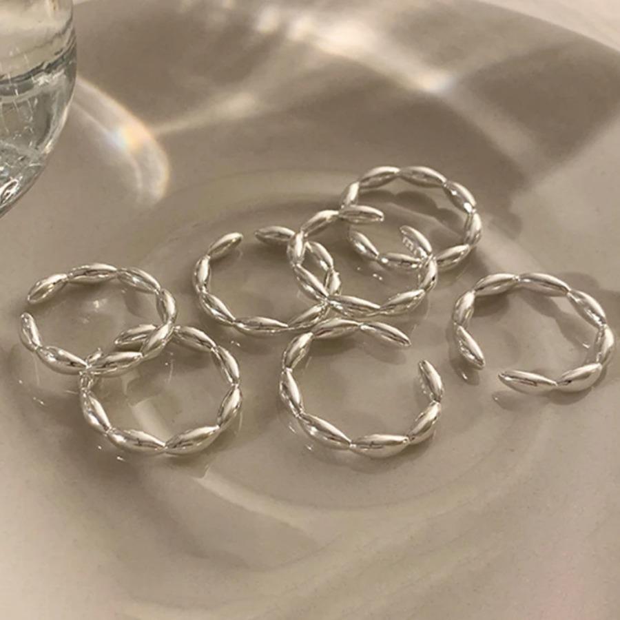 Rice Beads Round Rings for Women Trendy Opening Fine Jewelry Minimalist Personality Accessories