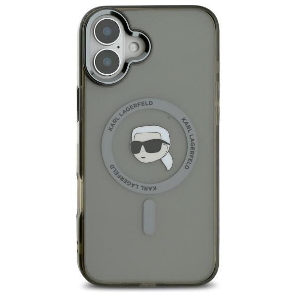 Karl Lagerfeld Klhmp16Mhlskik Iphone16 Plus 6.7 Czarny/Black Hardcase Iml Metal Karl Head Magsafe