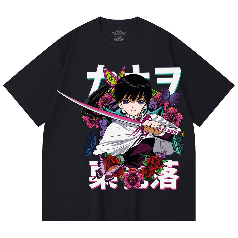 230 Gsm 100% Cotton Demon Slayer V99 Kanao Print Unisex Heavy Cotton T Shirt