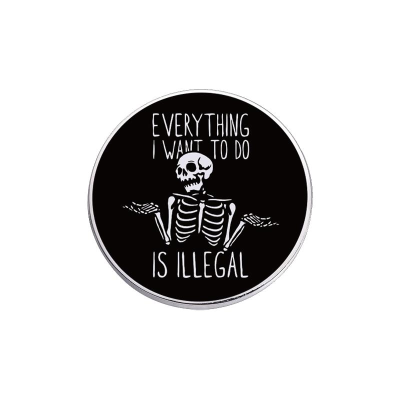 God Jesus UV Printing Pin Black Punk Skull Round Brooches Lapel Badges Jewelry Gift For Friends