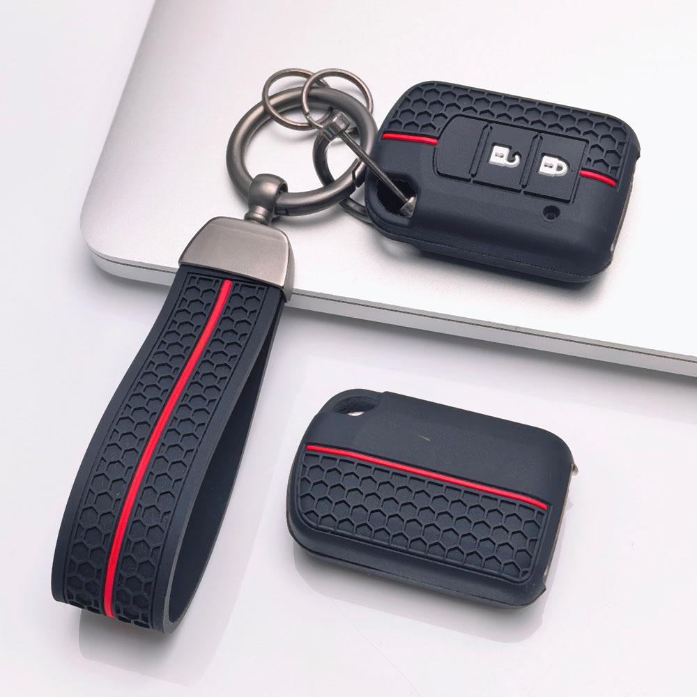 Premium Silicone Car Key Fob Cover For Mitsubishi Lancer EX Outlander ASX Pajero Sport With Keychain Soft Silicone Car Interior Accessories