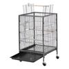 Bird Cage, 460 x 460 x 770 mm, Open Flat Top, Wrought Iron Bird Flight Cage with Perches, Slide-Out Tray and Plastic Feeders, Casters, for Parrot,