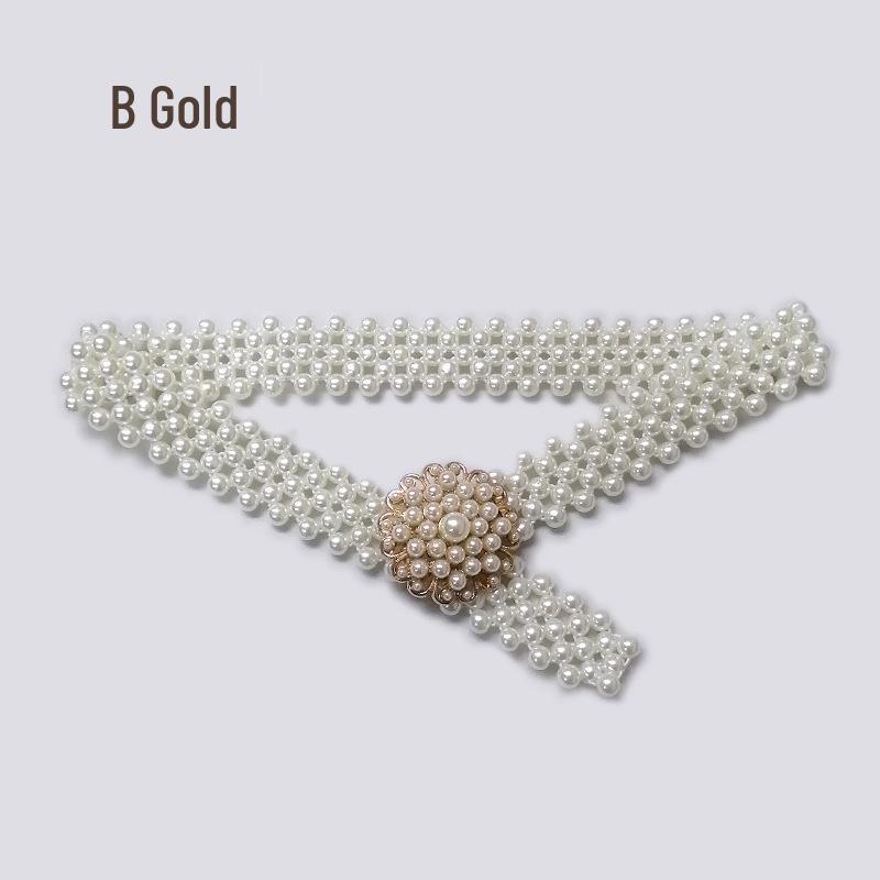 Eleganter Perlen Damen Elastischer Taillengürtel für Röcke und Kleider - Vielseitiges und Schlichtes Kettendesign