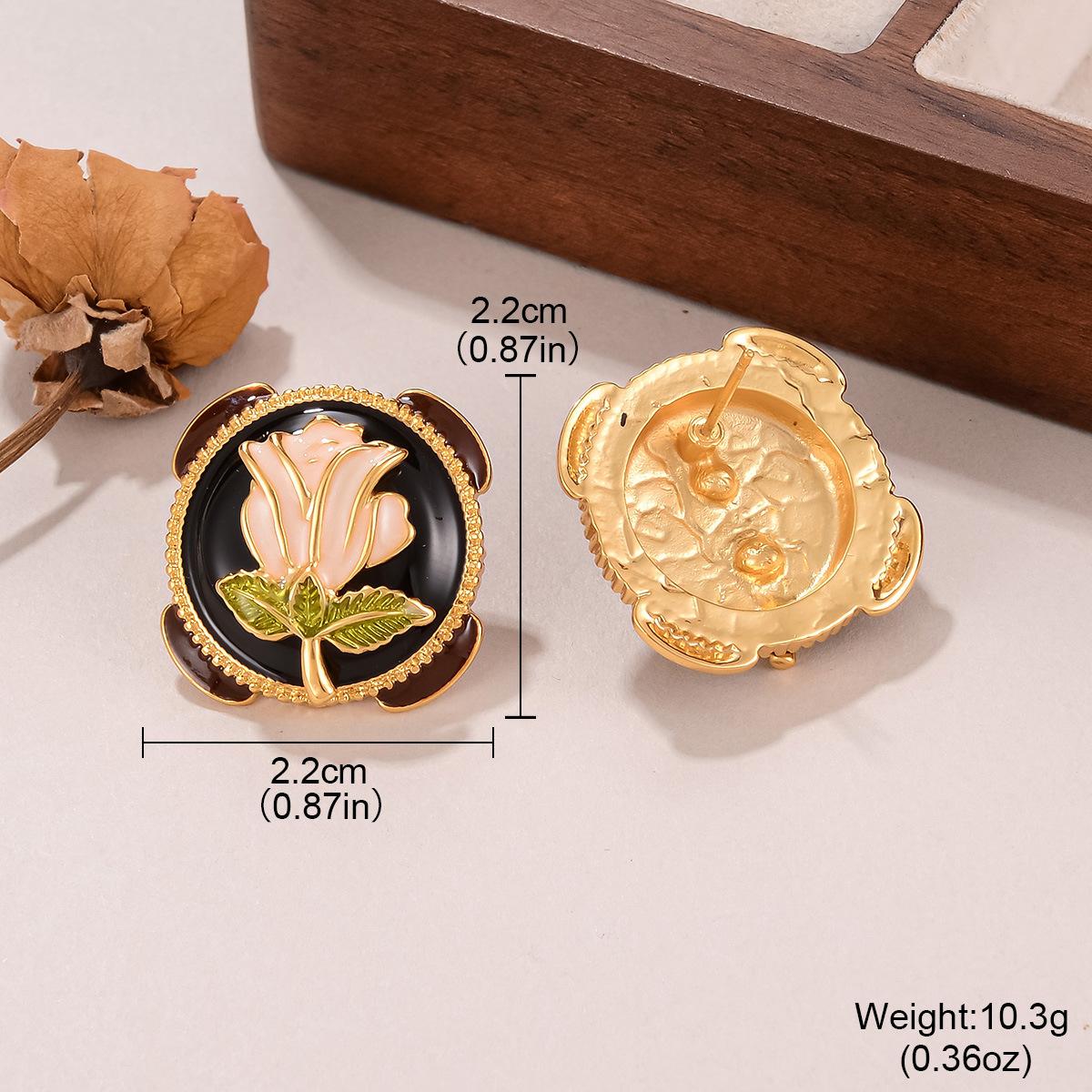 

New 925 silver needle earrings, retro court stud earrings, flower painted enamel earrings, original Hanfu cheongsam accessories