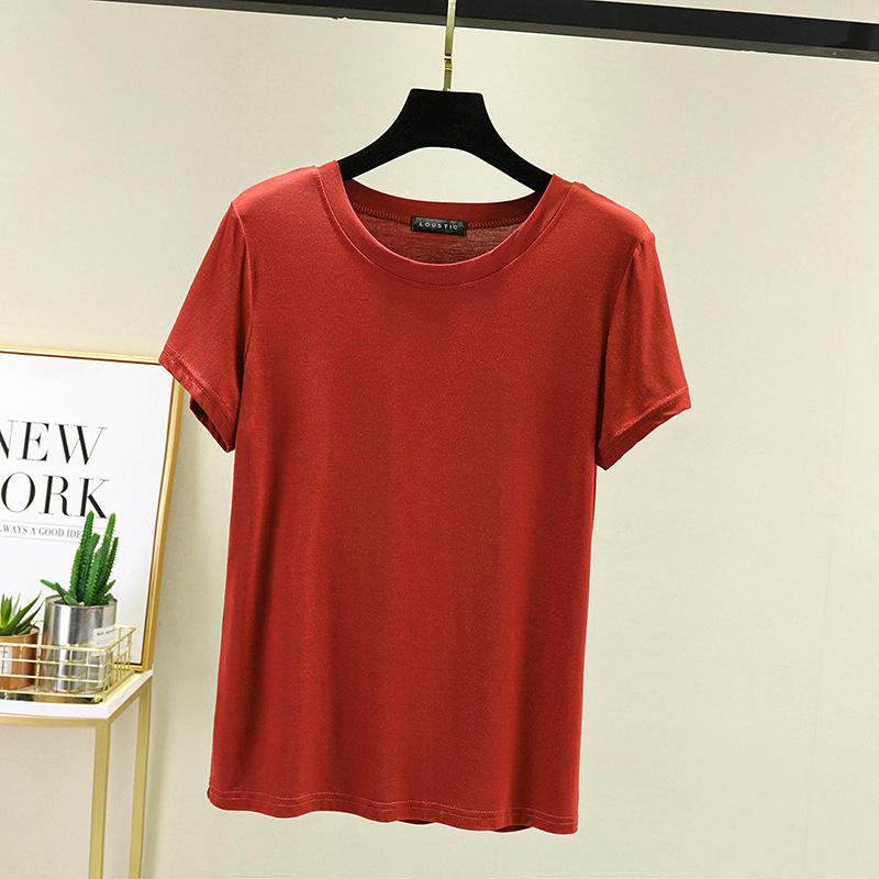 Women's Plus Size Round Neck Short Sleeve T-Shirt - Summer Solid Color Versatile Inner/Outer Layer