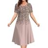 Elegant Women Short Sleeve Fashion 3d Print Midi Dress Plus Size Beach Clothing