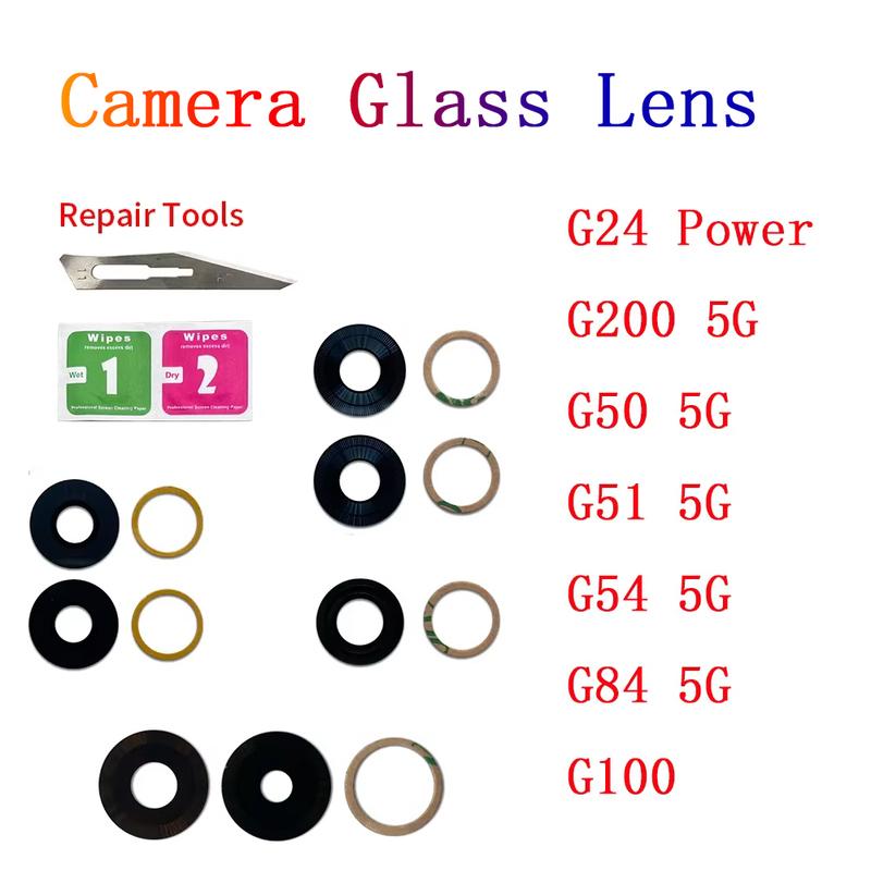 Camera Lens For Moto G85 G100 G200 G62 G60S G54 5G G52 G51 5G G41 G24 Power G14 Rear Back Camera Glass Lens With Glue Adhesive