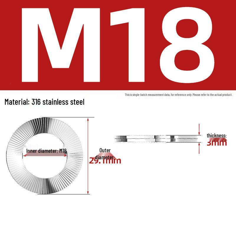 304 Stainless Steel Double Stack Self-Locking Washer with 65Mn Manganese, Anti-Loosening, Double-Sided Tooth Layer