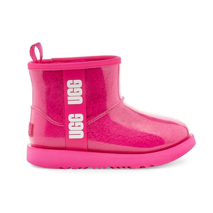 UGG Classic Clear Mini II Large LOGO Fleece Lined Big Boys Pink Red Kids' 1112386K-RCR
