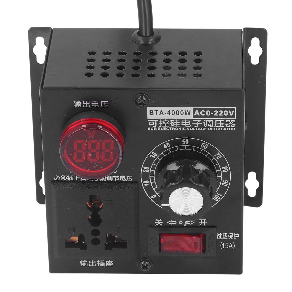 SCR Voltage Regulator AC 220V Input 0‑220V Adjustable Output Voltage Controller Control Switch 4000W