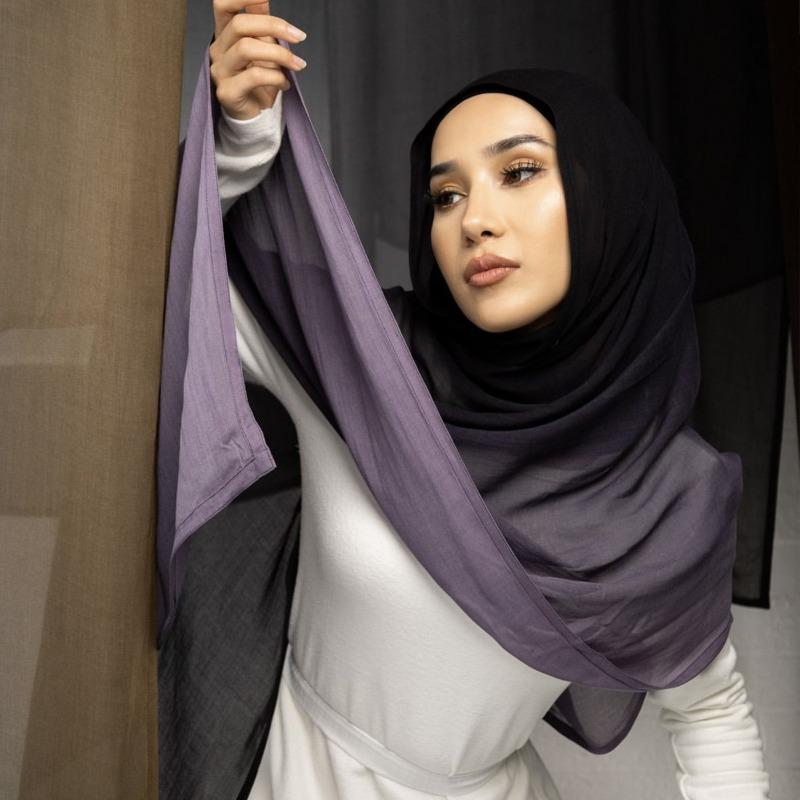Autumn new solid color hot-selling gradual change Malay Indonesian cotton headscarf monochrome wide edge modal breathable scarf women