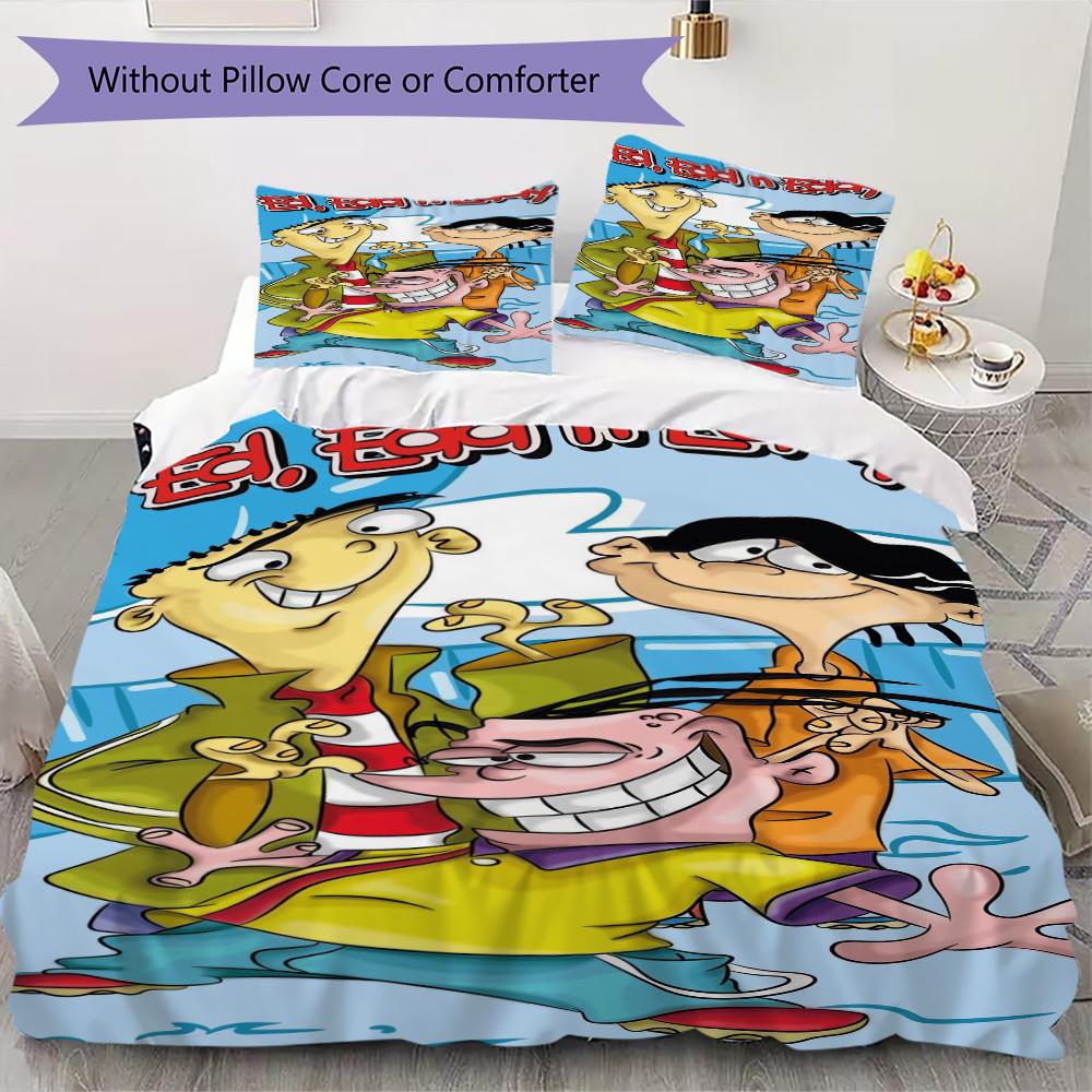 Ed, Edd N Eddy Pattern Bedding,Quilt Set Quilt Cover Pillowcase Home Birthday Gift (1*duvet Cover+2*pillowcase,without core)SSJT0917068