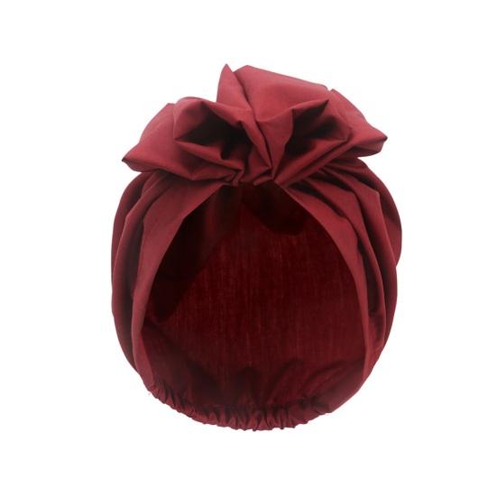 Turban Hat Retro French Style Flower Decor Women Hat Solid Color Breathable Wind-proof Headwear Daily Wear