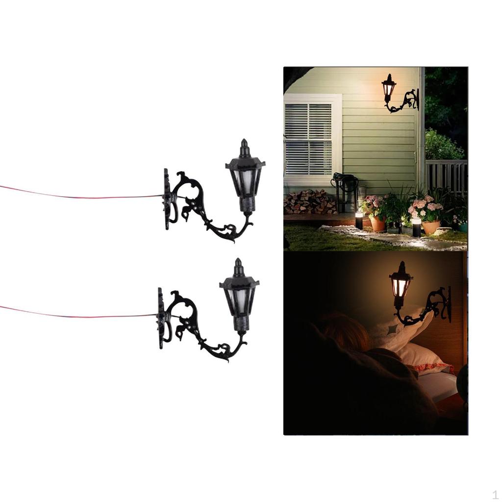 2 Pieces Miniature Street Lights Hanging Lamp Ornament Toy Accessory 1:12 Vintage Wall Models