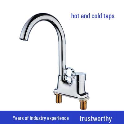 Mosiężna Bateria Kuchenna Minxi z Dwoma Uchwytami na Ciepłą i Zimną Wodę