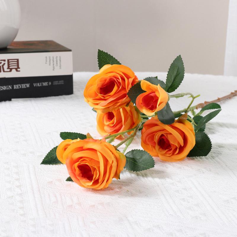 Plastic Realistic Handmade Roses Artificial Flower Bundle Bouquet for Home Office Garden Decoration Customizable Artificial