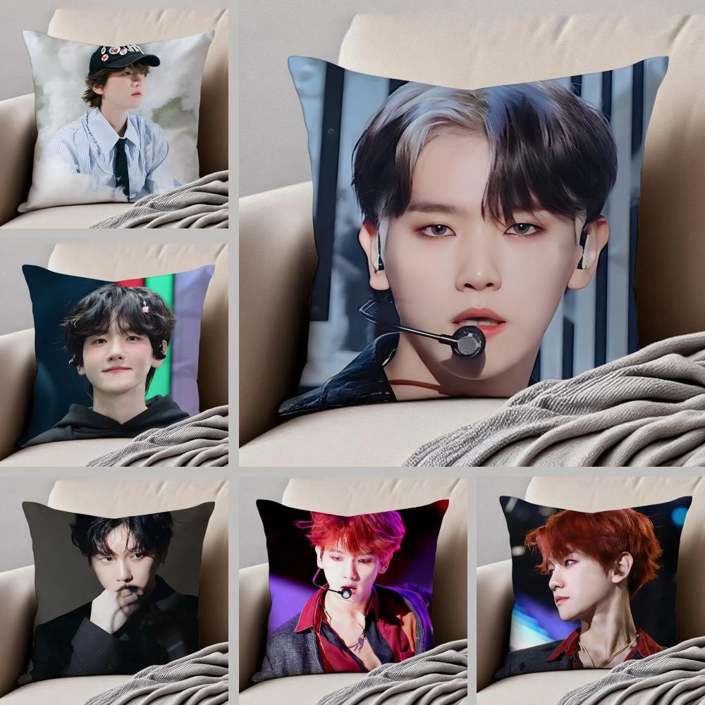 Classic Korean Handsome Singer BByun Baekhyun Cushion Cover Throw Pillow Cover Hidden Button Durable Polyester Chair Cushion