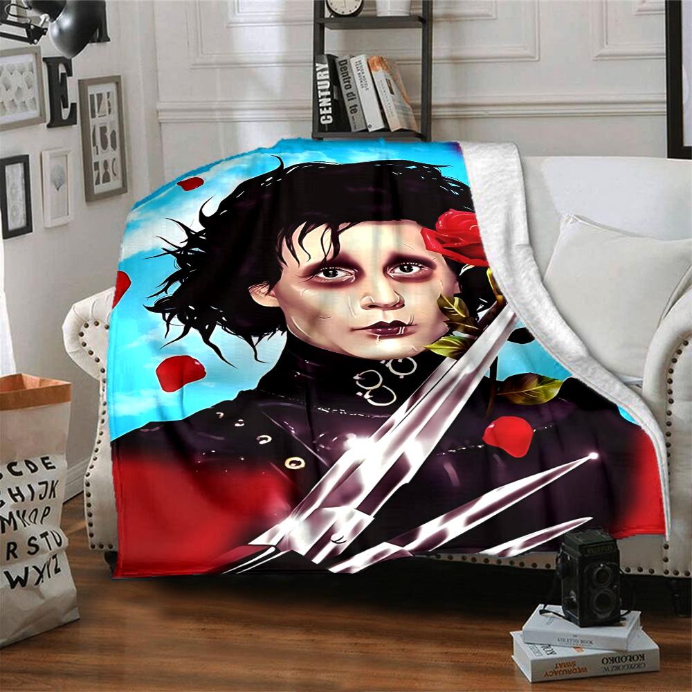 Edward Scissorhands Rose Art Flannel Blanket Super Soft Warm Cozy Blanket for Sofa Bed Office Travel All‑Season Home Decor Gift