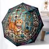Cats Whiskers Adventure pattern umbrella, portable and foldable design, 8 ribs, a casual accessory for Halloween, Christmas, and birthday gifts.