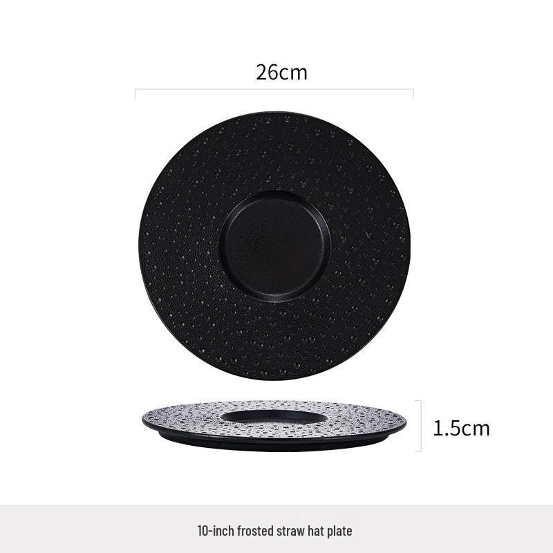Minimalist Nordic Solid Color Ceramic Plate for Steak and Dessert, Mars Crater Rim Design