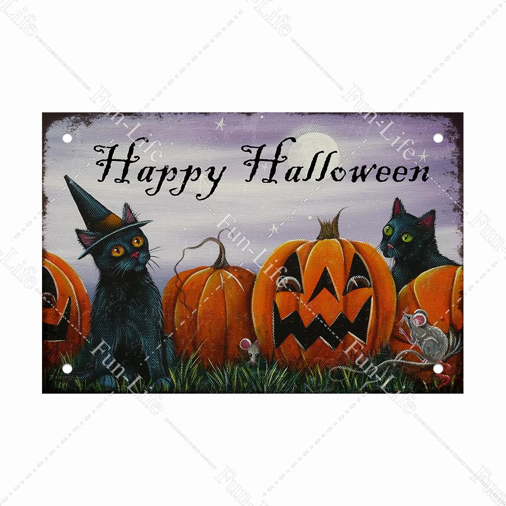 Halloween Shabby Chic Home Bar Festival Vintage Wall Decor Metal Tin Signs Pub Tavern Retro Pumpkin Decorative Plate 20x30cm