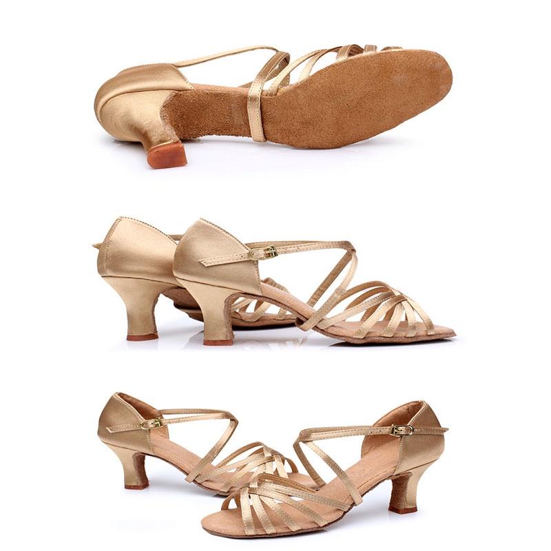 Elegant Satin 5 Cm High Heel Adult Female Latin Modern Ballroom Dancing Shoes