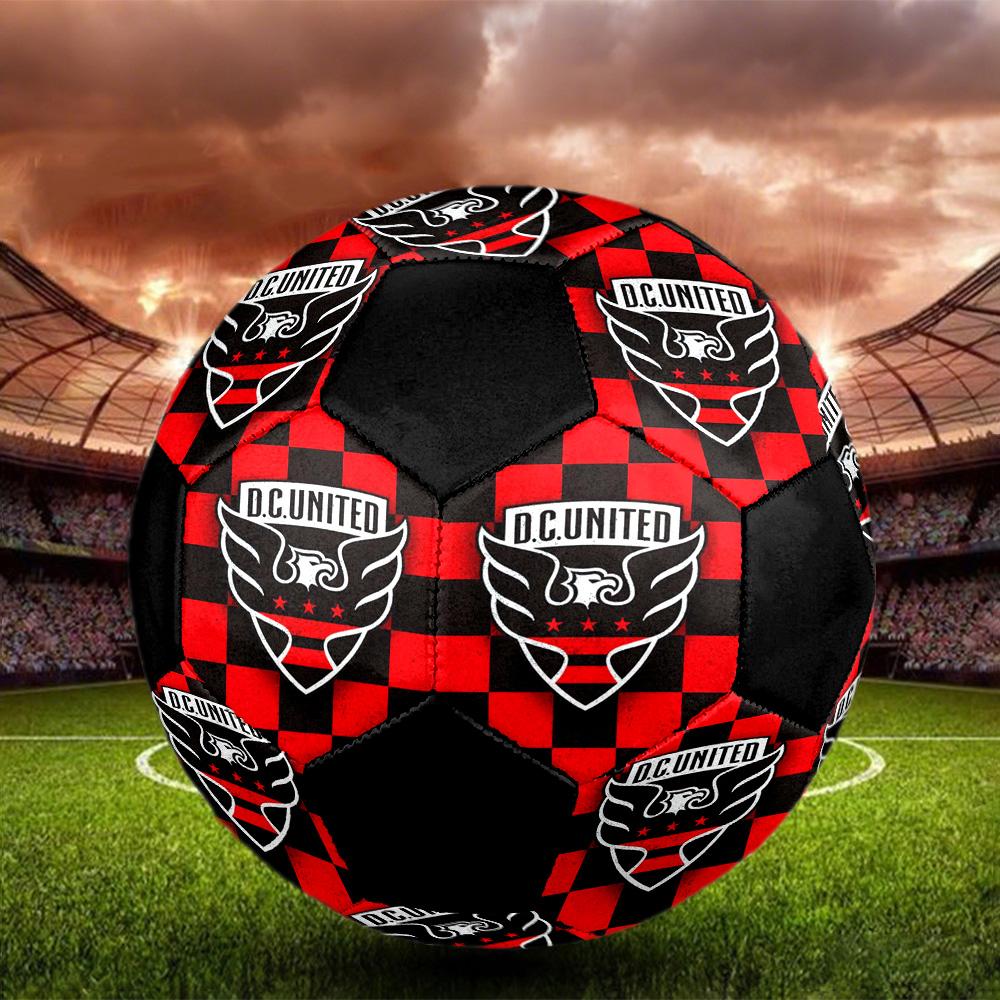 D.C. United Indoor Soccer Ball Colorful All Ages Size 5 Machine Stitched PVC Competition Ready Durable High-Bounce