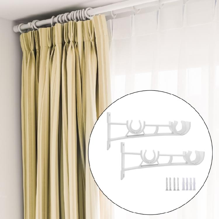 8 Pack Double Curtain Poles Holder White Metal Drapery Rod Support Wall Brackets with Screws for Living Room and Bedroom