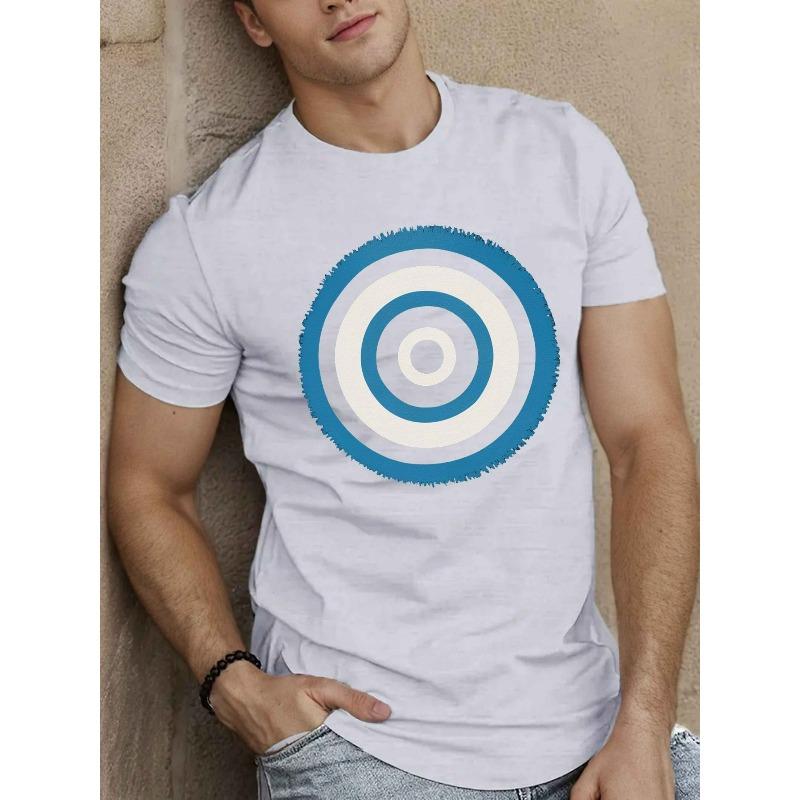 

European sizes Men S Evil Eye Graphic Tee | Casual Short Sleeve, Breathable, Summer T-Shirt with Geometric Design, Crew Neck 4XL білий