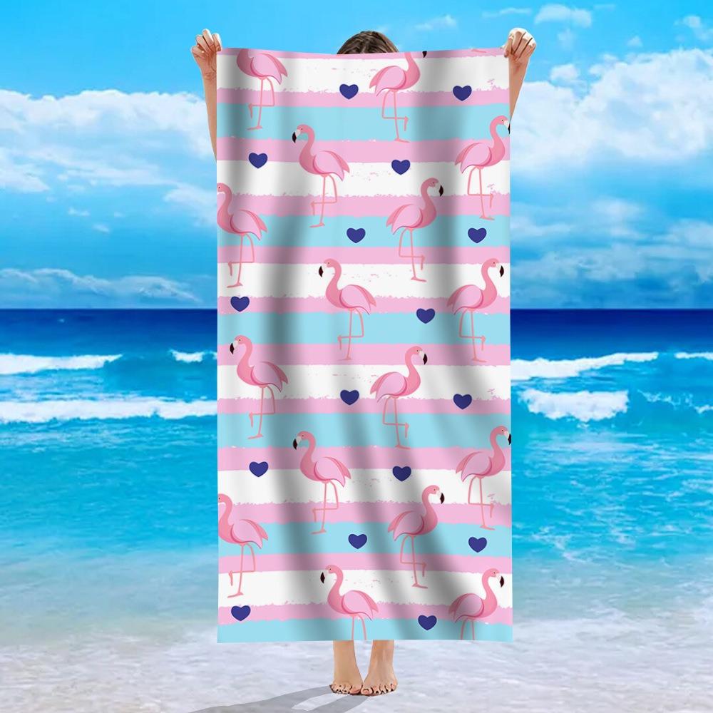 Mehrfarbiges Polyester-Strandtuch Flamingo Einhorn Ananas Bedrucktes Badetuch Schnelltrocknend Sandfrei für Sommer Pool Urlaub