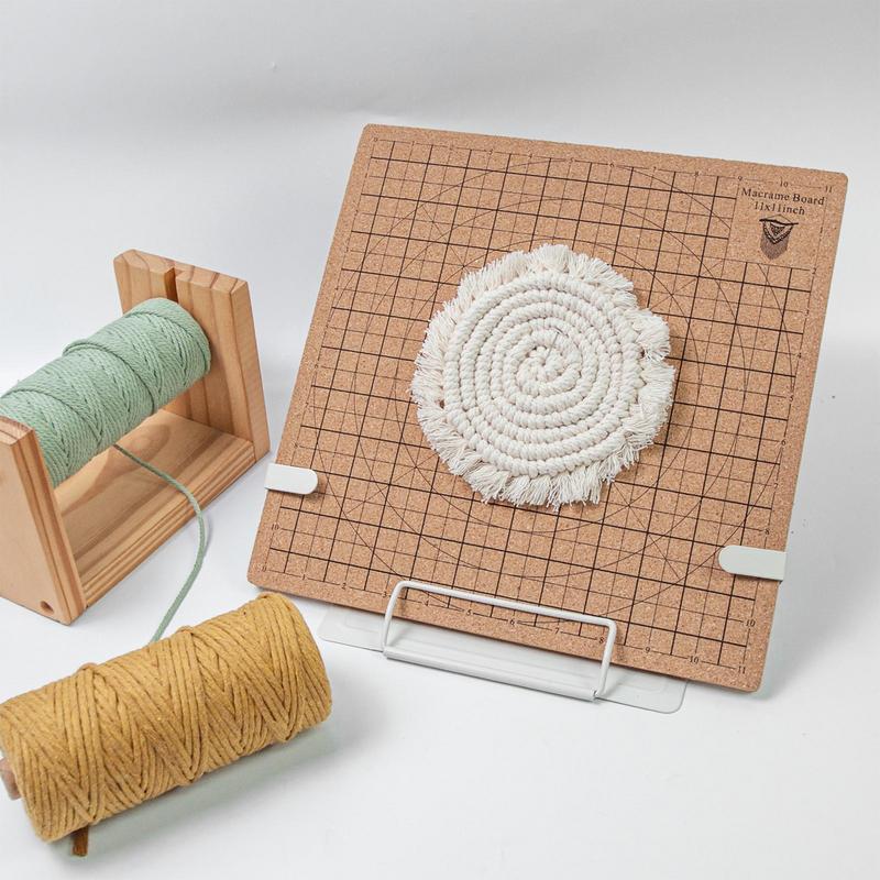 Adjustable Macrame Board Stand Macrame Cork grid Board Foldable Beginner-Friendly DIY Projects Support for Braiding Cording