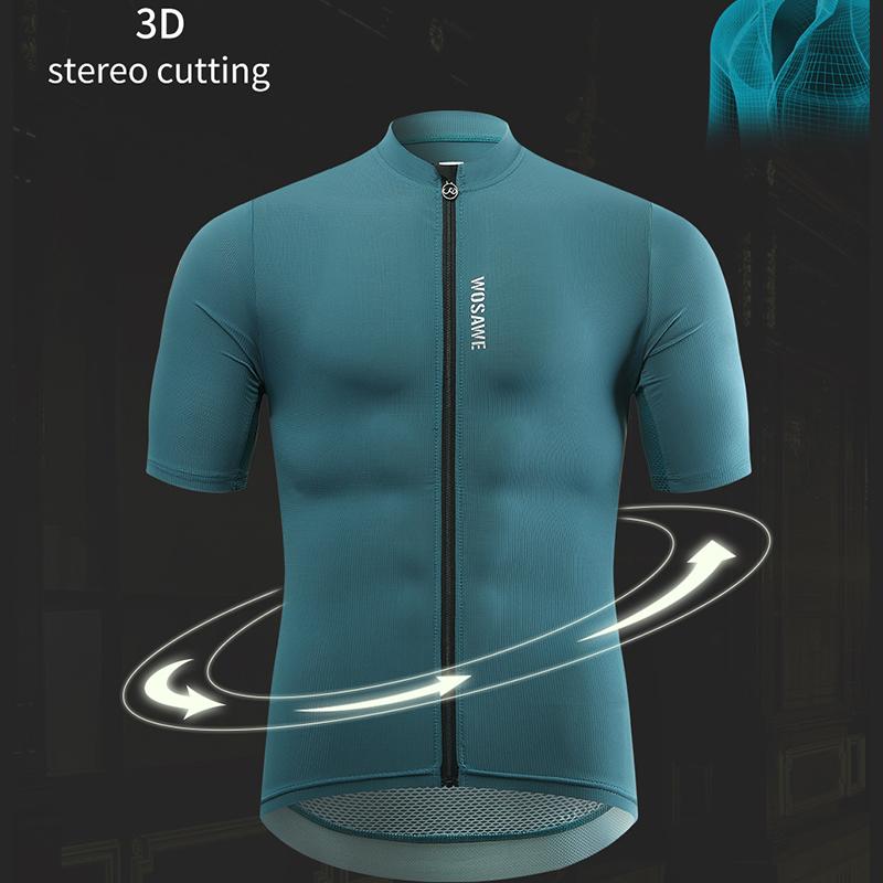 Wosawe Mens Jersey Road Bike Cycling Suits Breathable Tops Sportswear Shirts Summer Sets Breathable Sleeve Jersey Gel 3/4 Pants Reflective