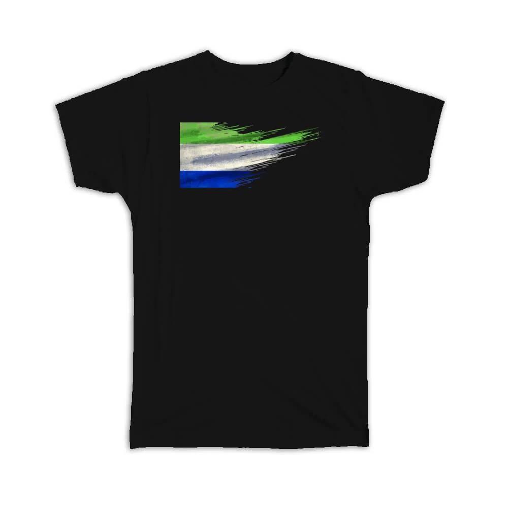 Gift T-Shirt : Sierra Leone Flag Modern Country Expat M