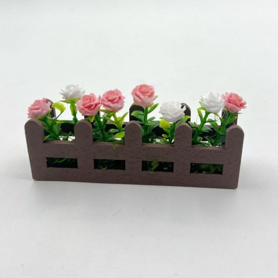 Miniatur Blumen Zaun Pflanzkasten Mini Hochbeet Figure Modell 1/12 Maßstab Puppenhaus Feengarten Dekoration Zubehör