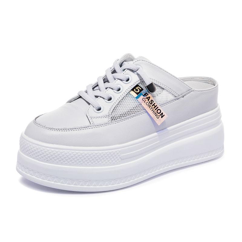 

8CM Platform Shoes Woman Summer Thick Soled Sandals Genuine Leather Casual Sport Closed Toe Sandal Footwear Sandalias Mujer 34