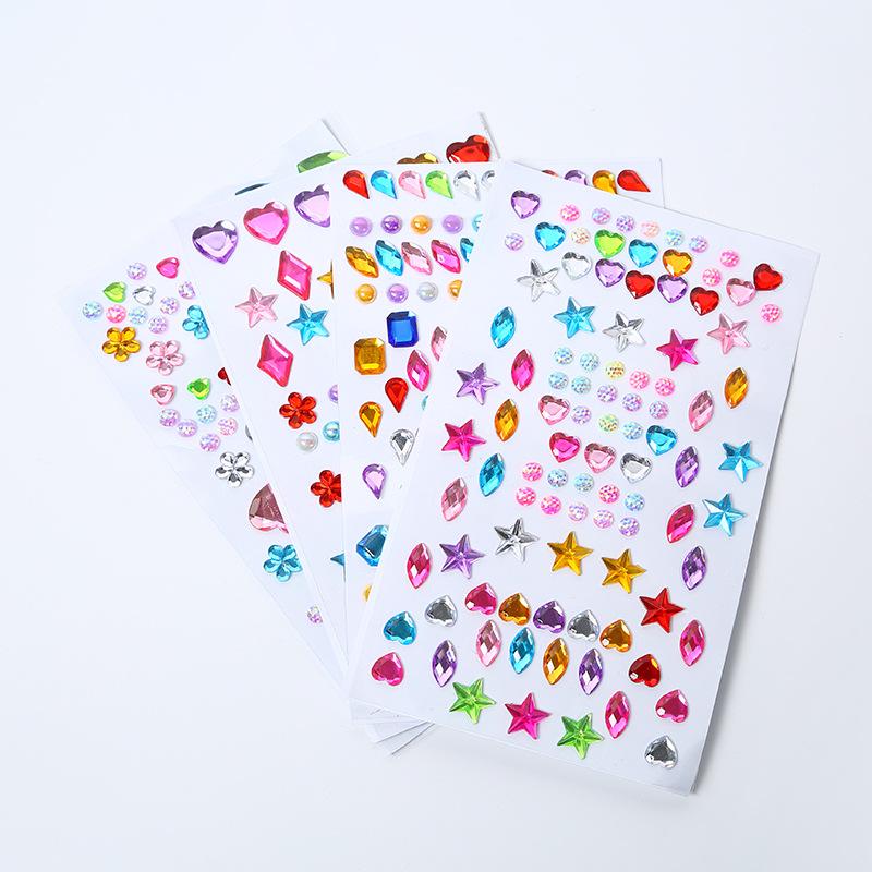 Children's 3D Crystal Gem Cartoon Stickers: Shiny Princess Rewards & Educational Stationery