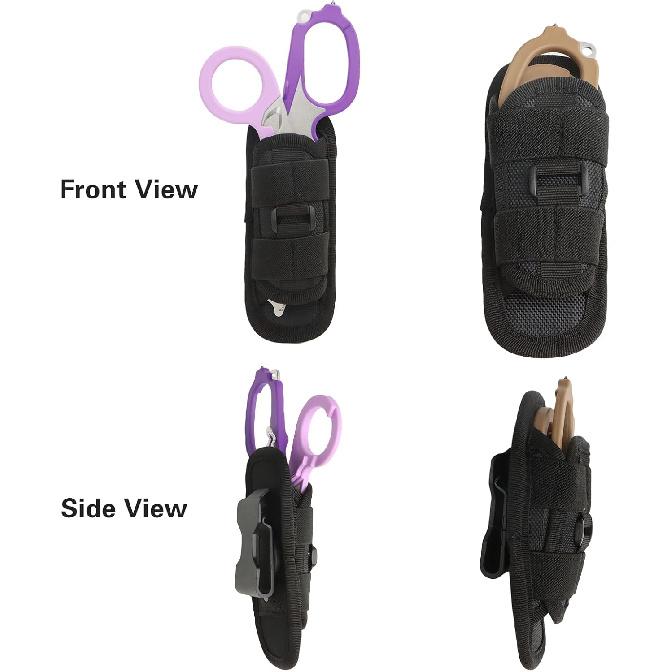 Emergency Response Shears,Stainless Steel Multifunction Self-Luminous Foldable Trauma shear with 1 Black Holster for Outdoor Camping Tools