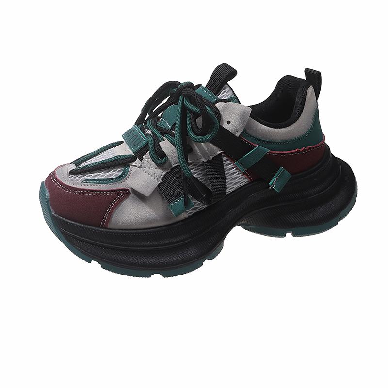 

Модные женские повседневные спортивные туфли на толстой подошве, осенние новые кроссовки на шнуровке, дизайнерские 2024, модные спортивные туфли с защитой от скольжения 39 зелёный