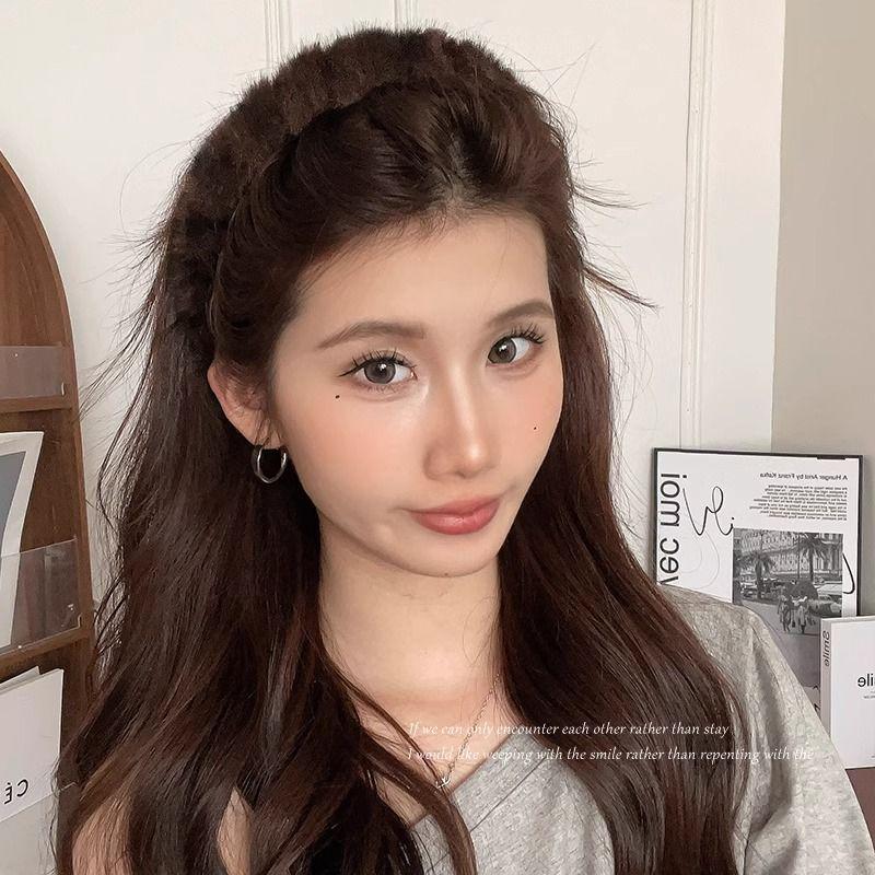 Retro Leopard Print Plush Headband - Non-Slip, Korean Style for Women, Perfect for Autumn and Winter Face Washing