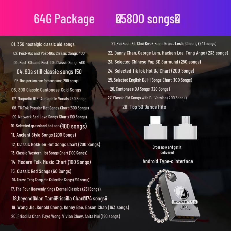 

Классические мандаринские и кантонские ретро-хиты USB: Песни Эпохи Без Потерь для Вашей Машины 16GB Package [1500 Songs]