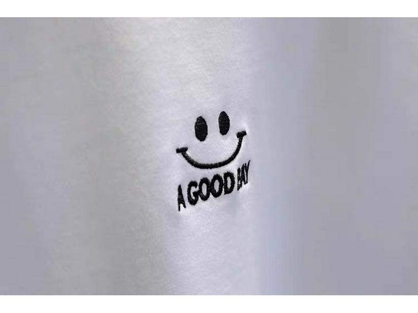 Plus Size 240 Jin Smiley Face Embroidered Raglan Long Sleeve Brushed Thermal Fleece Women's Fall/Winter Base Layer Top