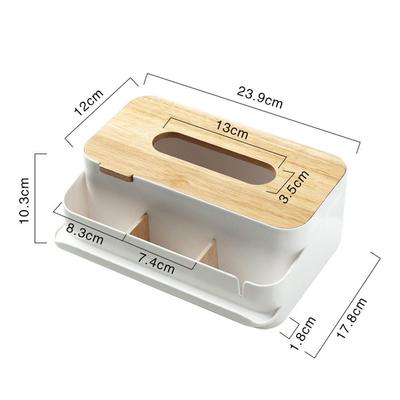 18l Multifunction Tissue Box With Wooden Lid Facial Tissue Holder Dispenser Organizer For Kitchen Bedroom Decor